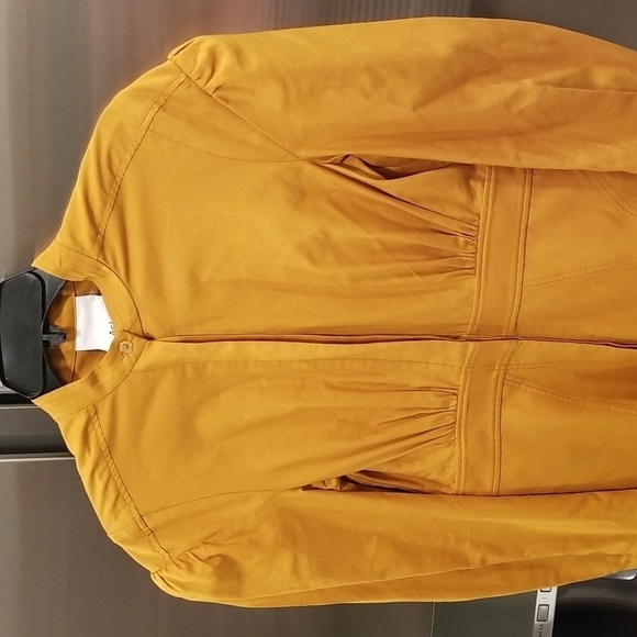 💕ACLER💕 Lewis Shirt Dress ~ 100% Colton Puff Sleeves Mini Dark Gold US 2 - Picture 10 of 14